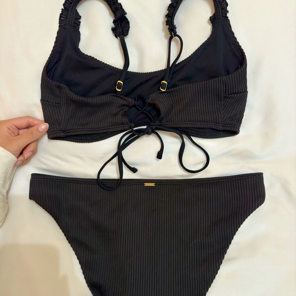 Hollister Ribbed Black Bikini Set
